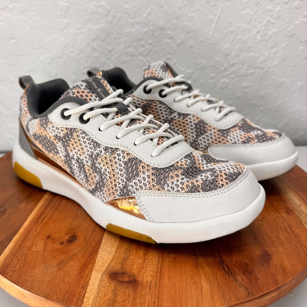 OrthoComfoot ZGBX10G Womens EU 39 Grey Peach Animal Print Walking Sneakers